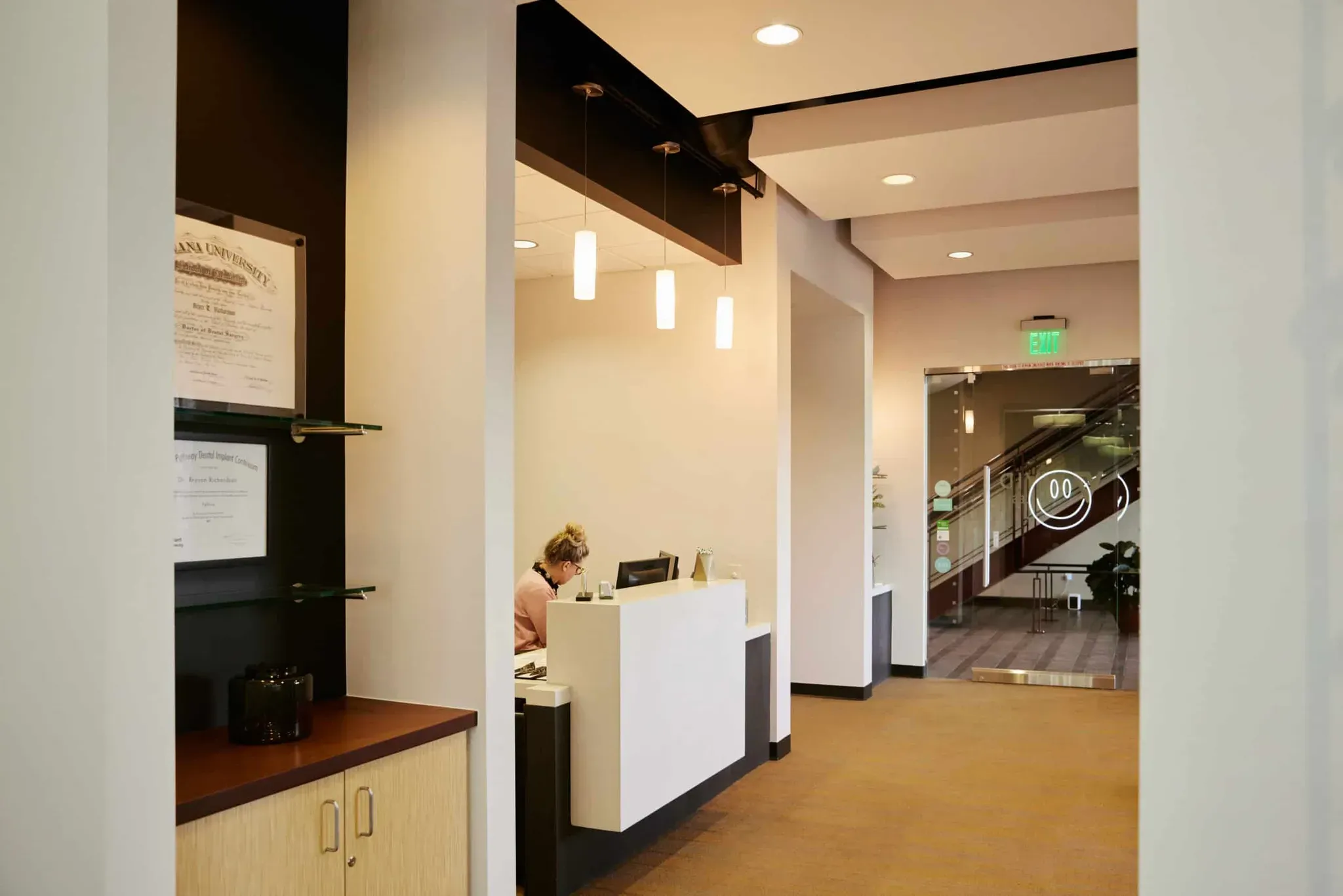 Reception desk and front office area at Vivid Smiles