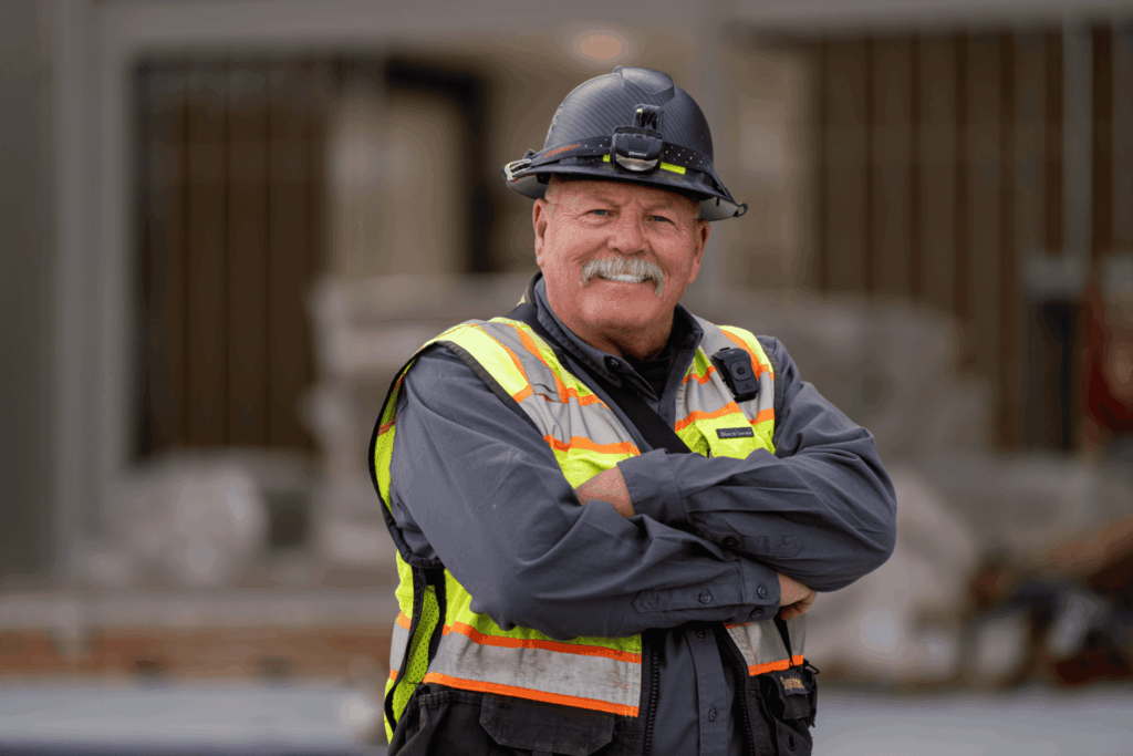 A patient showing off their new set of teeth