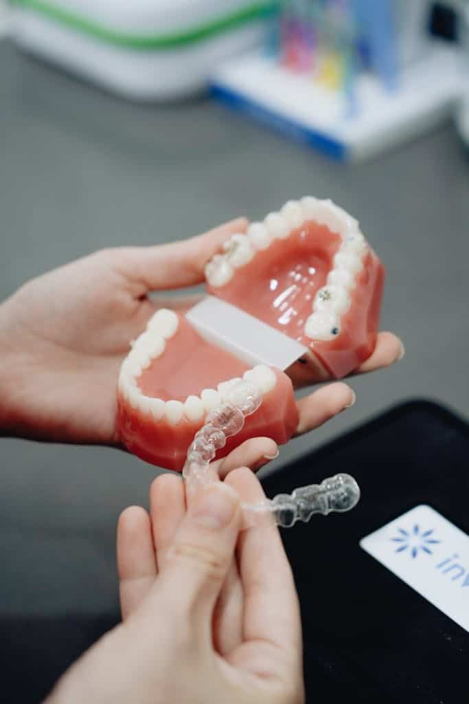 Mock up teeth during a presentation of how invisalign works